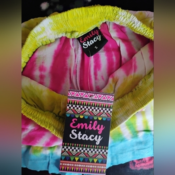 Colorful Tie-Dye Women's Shorts With Pockets & Beaded Drawstring • Size S • New! - Picture 6 of 9